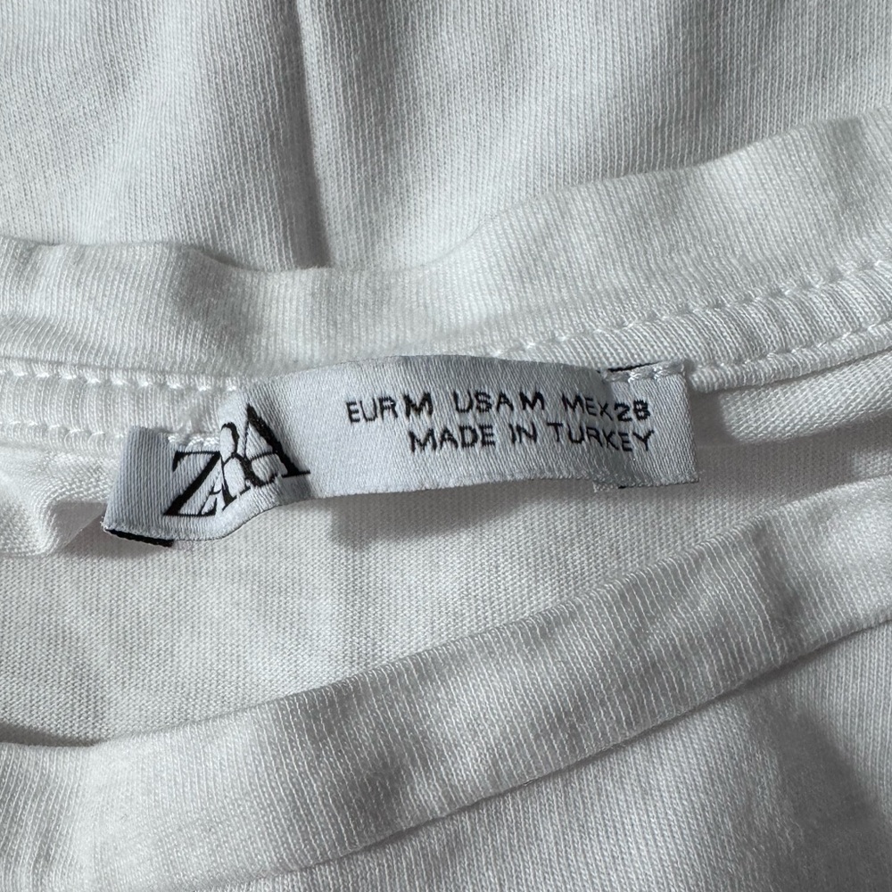 Zara White T-Shirt Size M Medium Girl Fashion Print Short Sleeve Top Tee Shirt - Picture 5 of 6